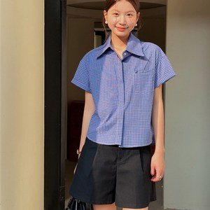 Sopci 여성 데일리 체크 여름 반팔셔츠