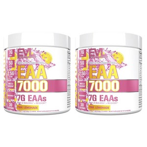 EVLUTIONNUTRITION EAA 7000 필수아미노산 핑크 레모네이드 맛, 2개, 309g