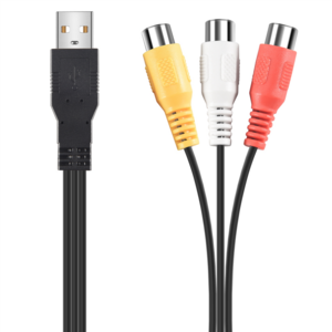 1Pc Usb 남성 플러그 3 Rca 여성 어댑터 오디오 변환기 비디오 Av A/V 케이블 Usb Hdtv Tv 텔레비전 와이어 코드 용 Rca 케이블, 검은색, 1개