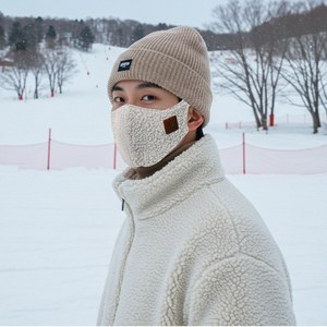 파크골프 마스터스 겨울용 마스크 얼굴가리개 방한 기모 남녀공용 따듯한 두꺼운, 아이보리