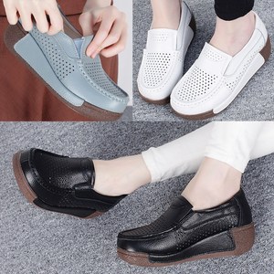 올팜 천연가죽 키높이 5cm 통굽 펀칭 발편한 단화 로퍼 컴포트