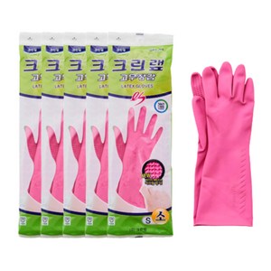 크린랩 ES 고무장갑 (S)소_5켤레, 핑크, 5켤레, 단일사이즈