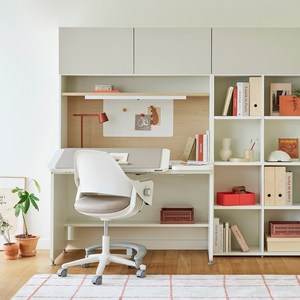 한샘 티오 각도조절 책상세트 5단 120x75cm (플랩도어 조명), 화이트오크/화이트도어(A)