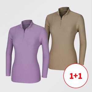 [스타일랑] (1+1) 여성 프리미엄 빅사이즈 긴팔 등산 아웃도어 티셔츠_예쁜걸 스판 집업 티셔츠