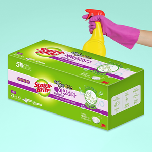 3M 스카치브라이트 베이킹소다 물걸레 청소포 50매, 1팩