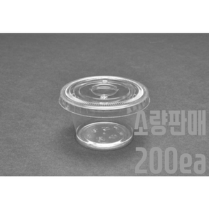 서비스팩용기 4온스 소스컵_플랫형 PET 용기+뚜껑 200ea 110ml [소스 조미료 양념 드레싱 포장용기 배달용기 등], 4온스 소스컵_플랫형 (200세트), 200개