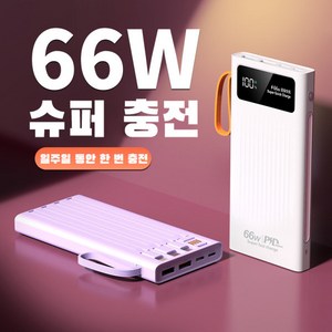 PYHO 여행용 20000mAh 보조배터리 66W 슈퍼충전 고출력 다용도 LED 조명 설비 안심 보조배터리 캠핑용, 핑크, PD20W