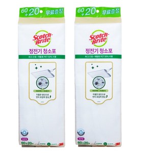 3M 스카치브라이트 정전기 청소포 표준형 리필 60매 X 2개 + (40매 추가증정), 1세트