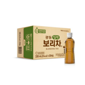 광동제약 밀싹 보리차 그린 무라벨, 330ml, 60개