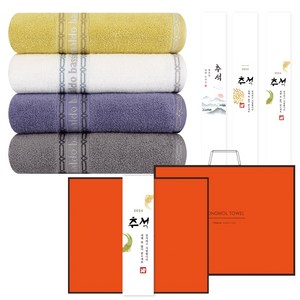 송월타월 [선물세트+쇼핑백+띠지] 송월타월 AB 체인 호텔수건 4매세트, 1개, 보라4매