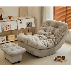 LAHEINE 포근한 리클라이너 쇼파 소파 1인용 의자 무중력 거실, 1세트, 라이트그레이 발판포함