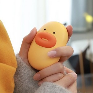 오리 충전식 손난로 보조배터리 USB 캐릭터 핫팩, 노랑