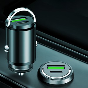 YAFAN 미니 스텔스 듀얼 고속 차량용 충전기, USB+Type-C