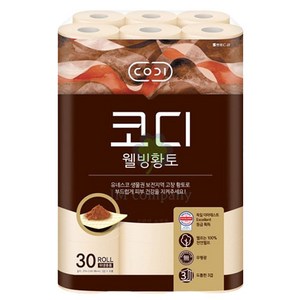 코디 웰빙황토 롤화장지 3겹, 27m, 30롤, 1개