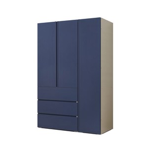 [케이컴퍼니본사] 심플비1200LPM옷장세트CDS (3서랍도어옷장 + 400도어선반장), 네이비