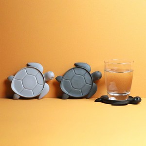 퀄리 거북이 컵받침 티 코스터 홈카페 소품, 그레이, 1개