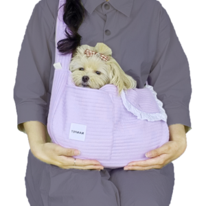 난펫 강아지 고양이 꽃무늬 슬링백 이동 산책 가방 포대기, 연보라