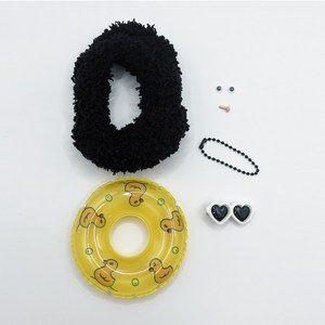 라라숑 모루 키링 DIY 패키지 세트 모루 철사 인형 만들기, 15mm 기본, 1세트, 블랙