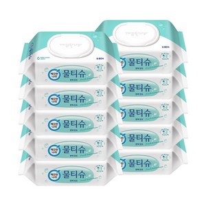 [비건라이프] 깨끗한나라 편백 민트 물티슈 캡형, 80매입, 10개