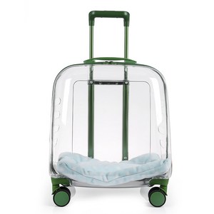 고양이 투명 캐리어 휴대식 캣백 에어박스 강아지 외출 가방 애완동물 퍼프 박스 41cmx41cmx31cm 1개, green