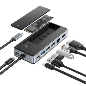 요타마스터 8인치 USB 3.2 HUB M.2 SSD 인클로저 4K HDMI PD100W, B-YYM28PR