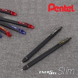 펜텔 에너겔 슬림 Energel Slim 노크식 볼펜 0.5mm 0.7mm (BLN435R1 BL437R1), 0.5mm 니들팁 블랙/실버링 블루(BLN435R1-C)