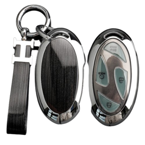 카디야 현대 2024년형 스마트키 호환 5 7버튼 공용 자동차 메탈 키케이스, 우드-실버