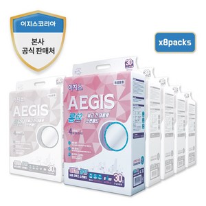 New)이지스 성인기저귀 롱62 라운드형 속기저귀 패드 (신형), 8팩, 30매