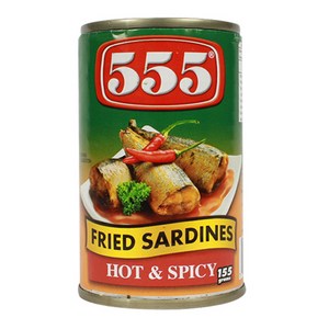 555 Fied Sadines Hot&Spicy 프라이드 사딘스 핫&스파이시, 1개, 155g