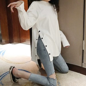 라페나 옆트임 레이어드 긴팔 티셔츠