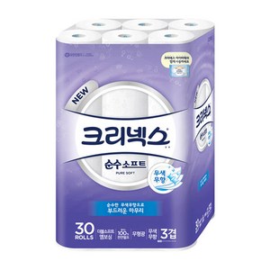 크리넥스 천연펄프 순수 3겹 소프트 롤화장지 27M, 30개입, 1개