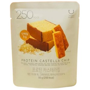 [딜라이트 프로젝트] 프로틴 브라우니칩 카스테라칩 50g  사무실 간식 단백질 함유 봉지타입, 6개
