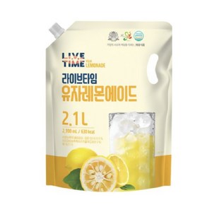 [태웅식품본사] 라이브타임 유자레몬에이드, 2.1L, 2개