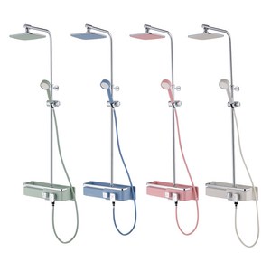 셀프리빙 4색 선반형 해바라기 샤워기 수전 본체 무타공 [셀프영상 설치가능], 1개, 핑크