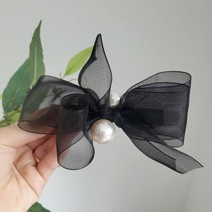 (착한단가도전)더블진주 메쉬 리본 자동핀 그리고 헤어끈(자체제작)