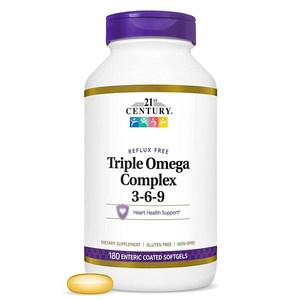21st Century Triple Omega Complex 3 6 9 엔터릭 코팅 소프트젤 180개 병 (22875), 180 Count [Pack of 1], 1개