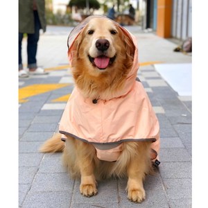라티푸 강아지 판초 우비 애견 비옷 반려견 대형견 레인코트, 핑크