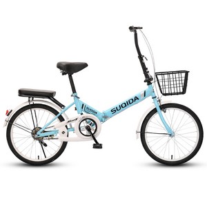 [HOTAX] 세련된 클래식 접이식 미니벨로 자전거 출퇴근 경량 미니 폴딩 바구니 마트, 16인치, 스탠다드-블루