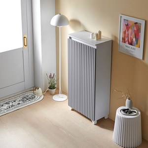 웨이브 템바보드 LPM 좁은 현관 코너 슬림 신발 수납장 현관장 폭 600 6단, 스탠다드(폭 320mm), 화이트그레이