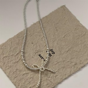 여성용 리본 비즈 목걸이 쇄골사슬 패션 액세서리 Women's Necklace 뉴타임즈 E652M159