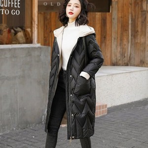 여성 겨울 덕 다운 후드 롱 패딩 자켓 스타일리쉬 코트