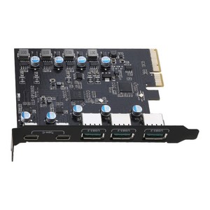 PCIE to USB 3.2 Gen 2 확장 카드 20GB 대역폭 5- 포트 (3x USB-A -2X USB-C) 컨버터 PCIE Splitte 10/8, 1개