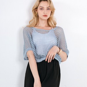 하프클럽/막스까르띠지오가오리핏 크롭 커버업 그물니트