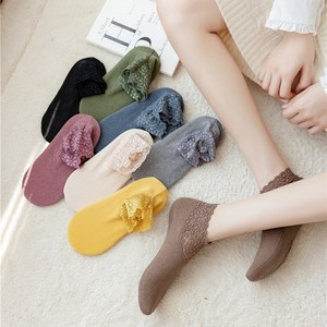 버선양말 탁월한 디자인 따듯한 겨울 발열 실내화 대용 레이스 덧신양말 5켤레