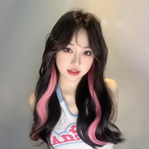 아이엔엠디 2피스 컬러 붙임머리 헤어 피스 가발 옴브레 브릿지 생머리 웨이브, 웨이브 핑크, 2개