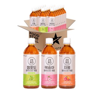 푸드스타 맥널티 아이스티 제로 500ml 복숭아 8입 + 자몽 8입 + 청포도 8입, 1개