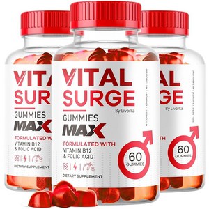 (3팩) Vital Suge 남성용 젤리 - 퍼포먼스 MAX Stength VitalSuge 고급 포뮬라 VitaSuge Vitale Vita 1050MG (젤리 ), 3개