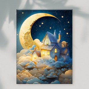 오로라데코덴 캔버스형 보석십자수 40x50cm, MK089 풍경 동화속 종이 마을