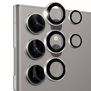 홀덕 갤럭시 S24 빛번짐 방지 카메라 렌즈 메탈 강화유리 보호필름 2매입, 블랙, 2개