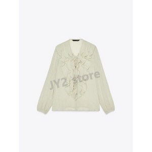 ZARA 자라 프릴 세미 시스루 블라우스 7978426